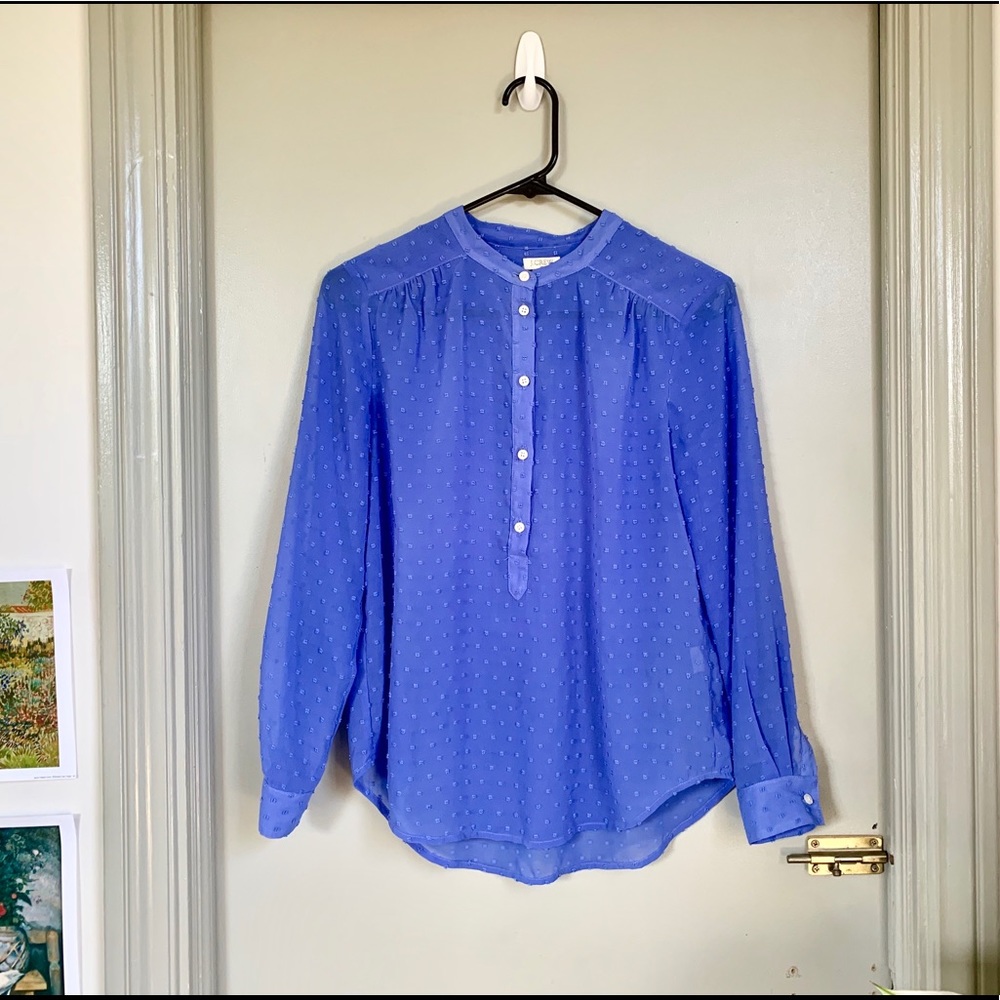 J Crew Swiss dot popover blouse